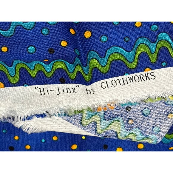 Hi-Jinx by Clothworks Blue Fabric 28x22" Wavy & Dotted Pattern for Sewing Quilti - Picture 3 of 5
